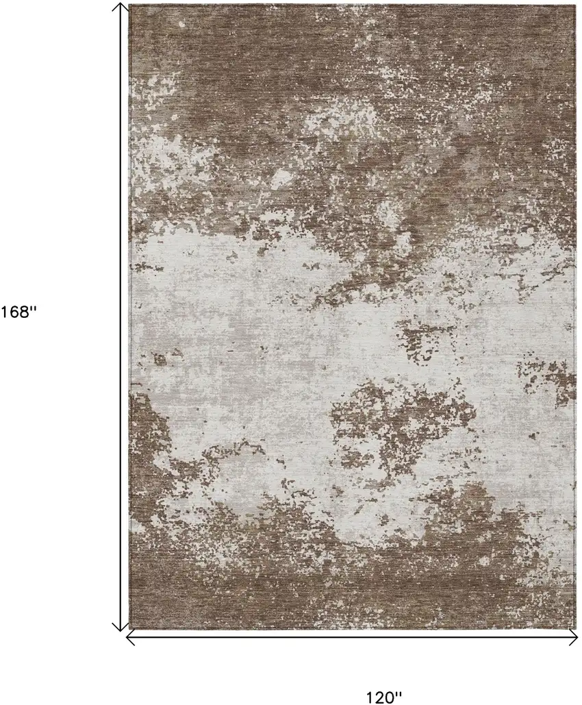Brown And Beige Abstract Washable Indoor Outdoor Area Rug Photo 3