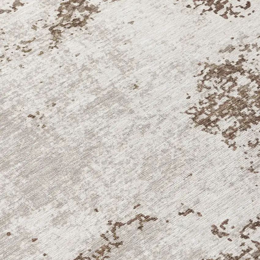 Brown And Beige Abstract Washable Indoor Outdoor Area Rug Photo 8