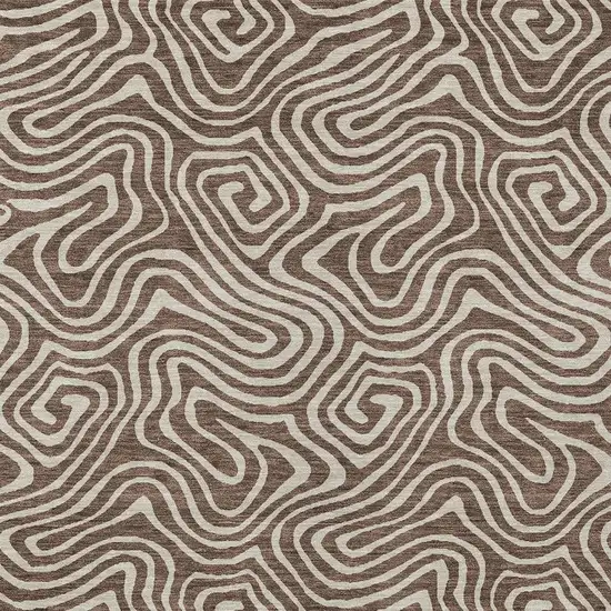 Brown And Beige Abstract Washable Indoor Outdoor Area Rug Photo 6