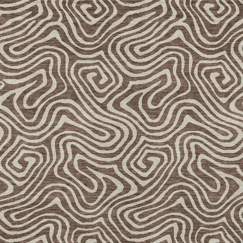 Brown And Beige Abstract Washable Indoor Outdoor Area Rug Photo 6