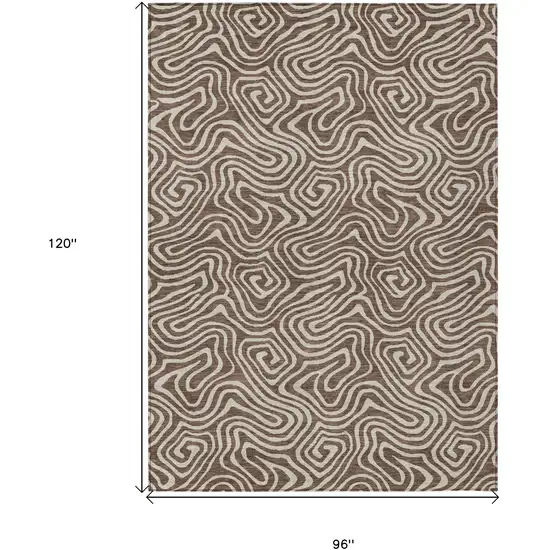 Brown And Beige Abstract Washable Indoor Outdoor Area Rug Photo 3