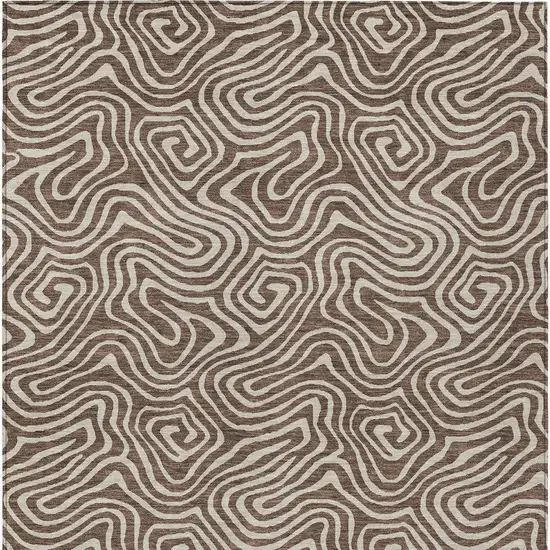 Brown And Beige Abstract Washable Indoor Outdoor Area Rug Photo 7