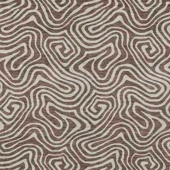 Brown And Beige Abstract Washable Indoor Outdoor Area Rug Photo 6