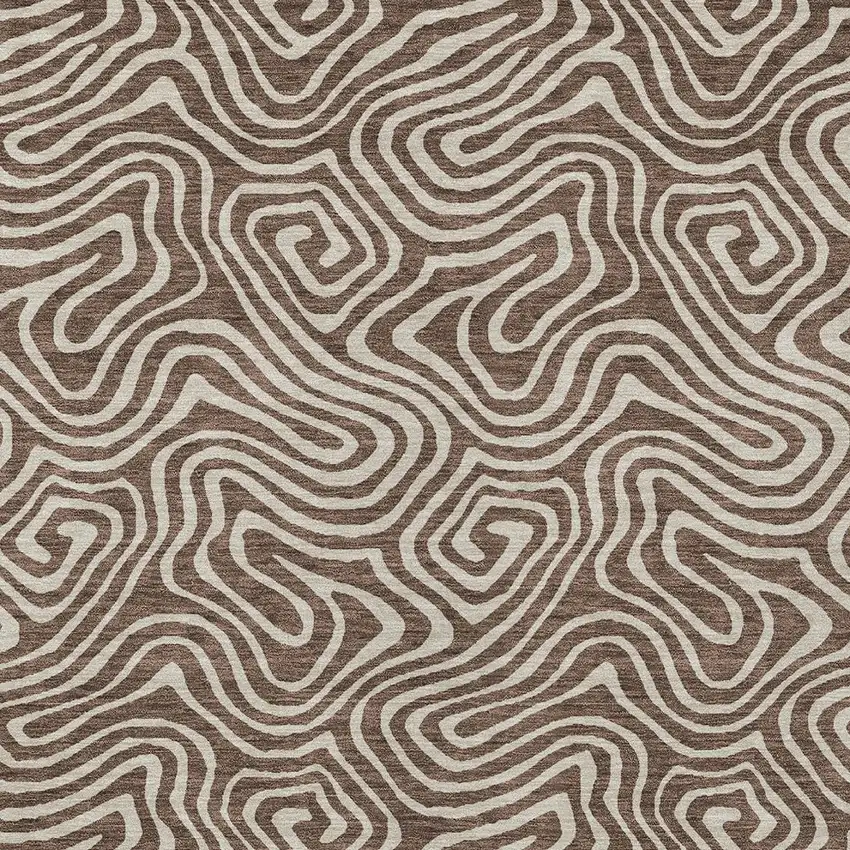 Brown And Beige Abstract Washable Indoor Outdoor Area Rug Photo 6