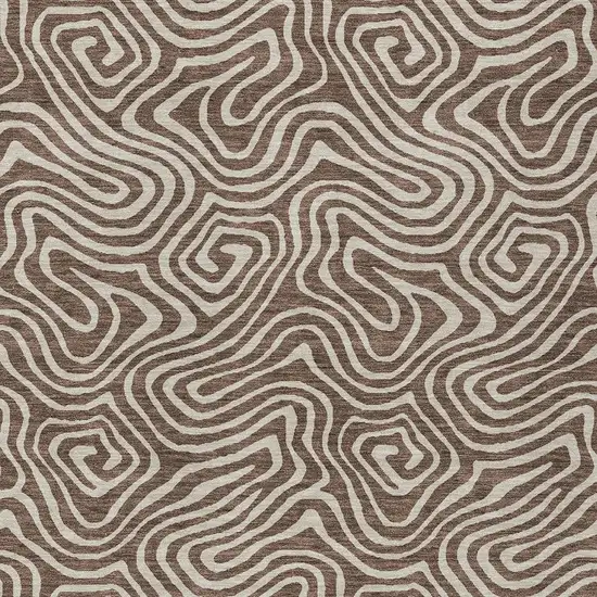 Brown And Beige Abstract Washable Indoor Outdoor Area Rug Photo 6