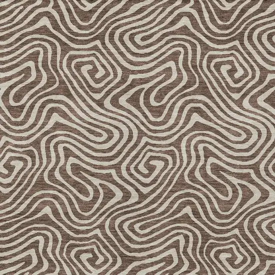 Brown And Beige Abstract Washable Indoor Outdoor Area Rug Photo 6