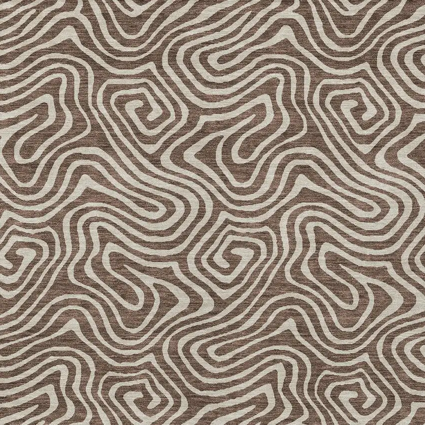 Brown And Beige Abstract Washable Indoor Outdoor Area Rug Photo 6