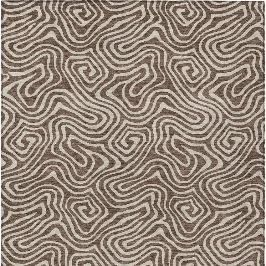 Brown And Beige Abstract Washable Indoor Outdoor Area Rug Photo 7