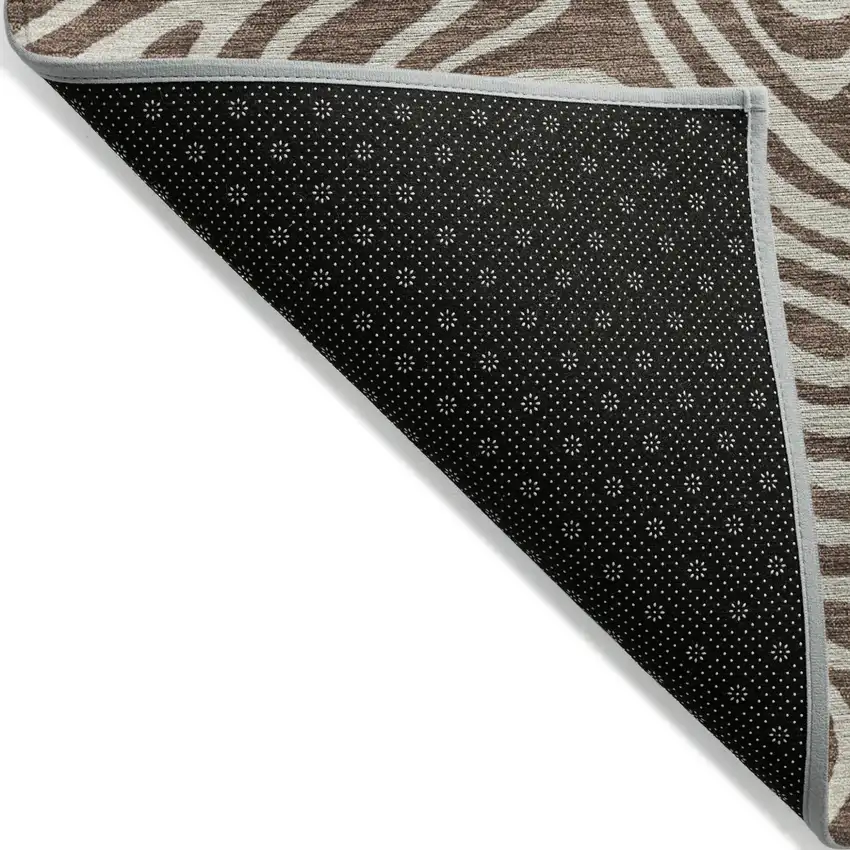 Brown And Beige Abstract Washable Indoor Outdoor Area Rug Photo 4