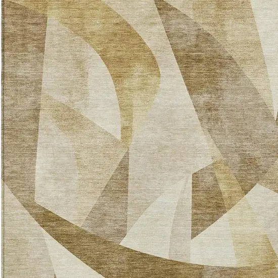 Brown And Beige Abstract Washable Indoor Outdoor Area Rug Photo 4