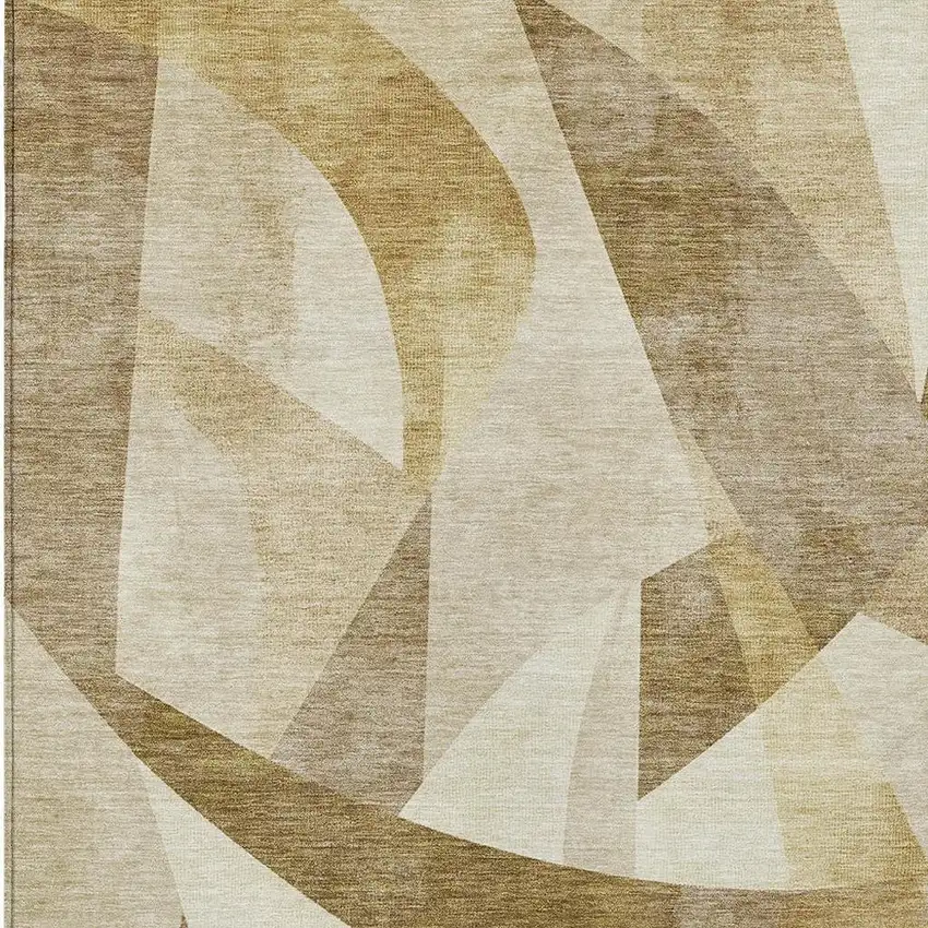 Brown And Beige Abstract Washable Indoor Outdoor Area Rug Photo 4