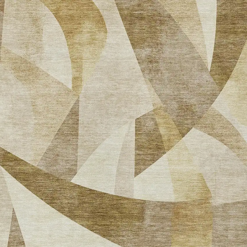 Brown And Beige Abstract Washable Indoor Outdoor Area Rug Photo 3