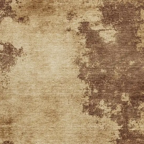 Brown And Beige Abstract Washable Indoor Outdoor Area Rug Photo 3