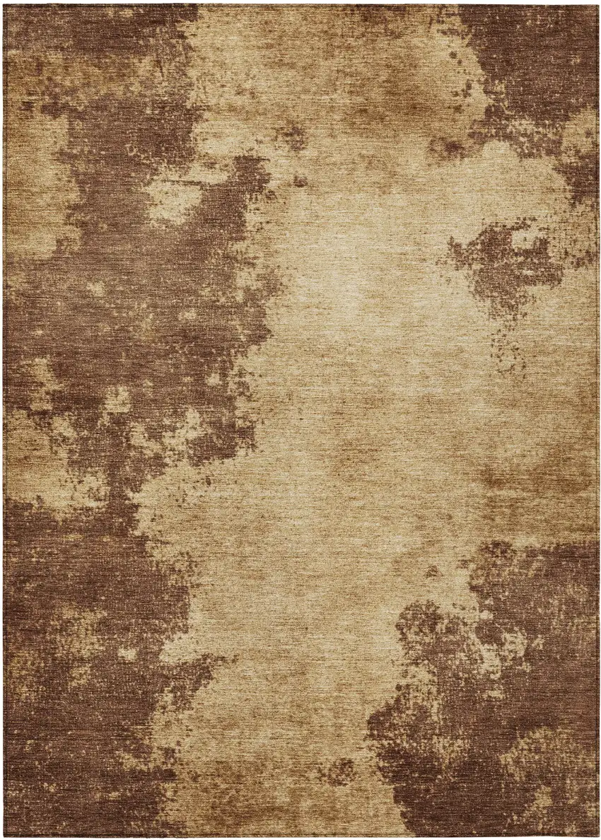 Brown And Beige Abstract Washable Indoor Outdoor Area Rug Photo 9