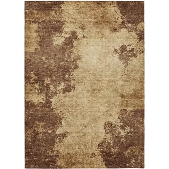 Brown And Beige Abstract Washable Indoor Outdoor Area Rug Photo 9