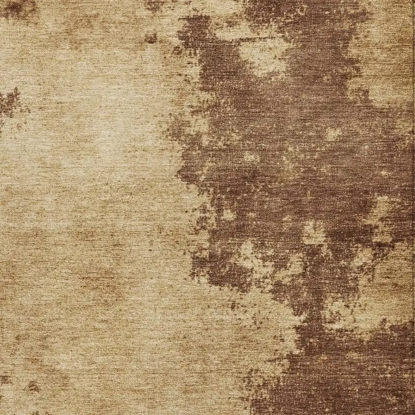 Brown And Beige Abstract Washable Indoor Outdoor Area Rug Photo 3