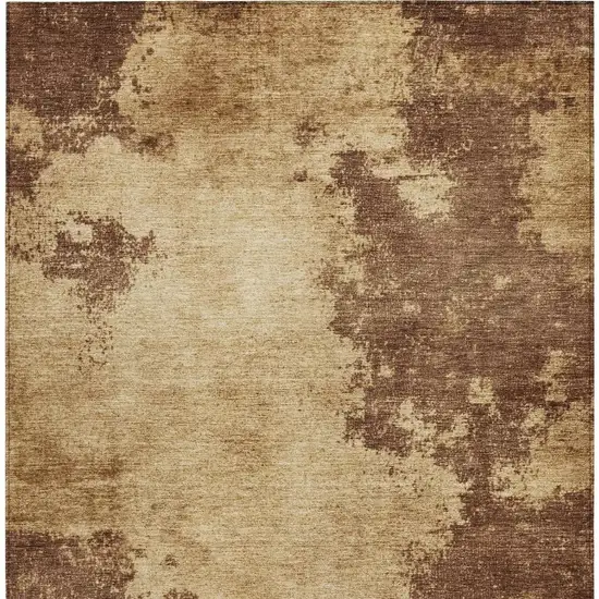Brown And Beige Abstract Washable Indoor Outdoor Area Rug Photo 3
