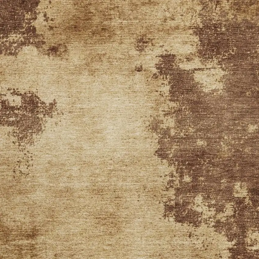 Brown And Beige Abstract Washable Indoor Outdoor Area Rug Photo 3