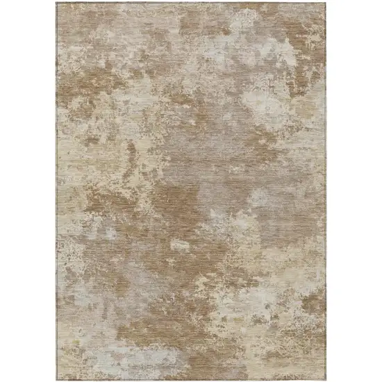 Brown And Beige Abstract Washable Indoor Outdoor Area Rug Photo 1