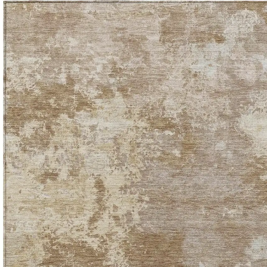 Brown And Beige Abstract Washable Indoor Outdoor Area Rug Photo 2
