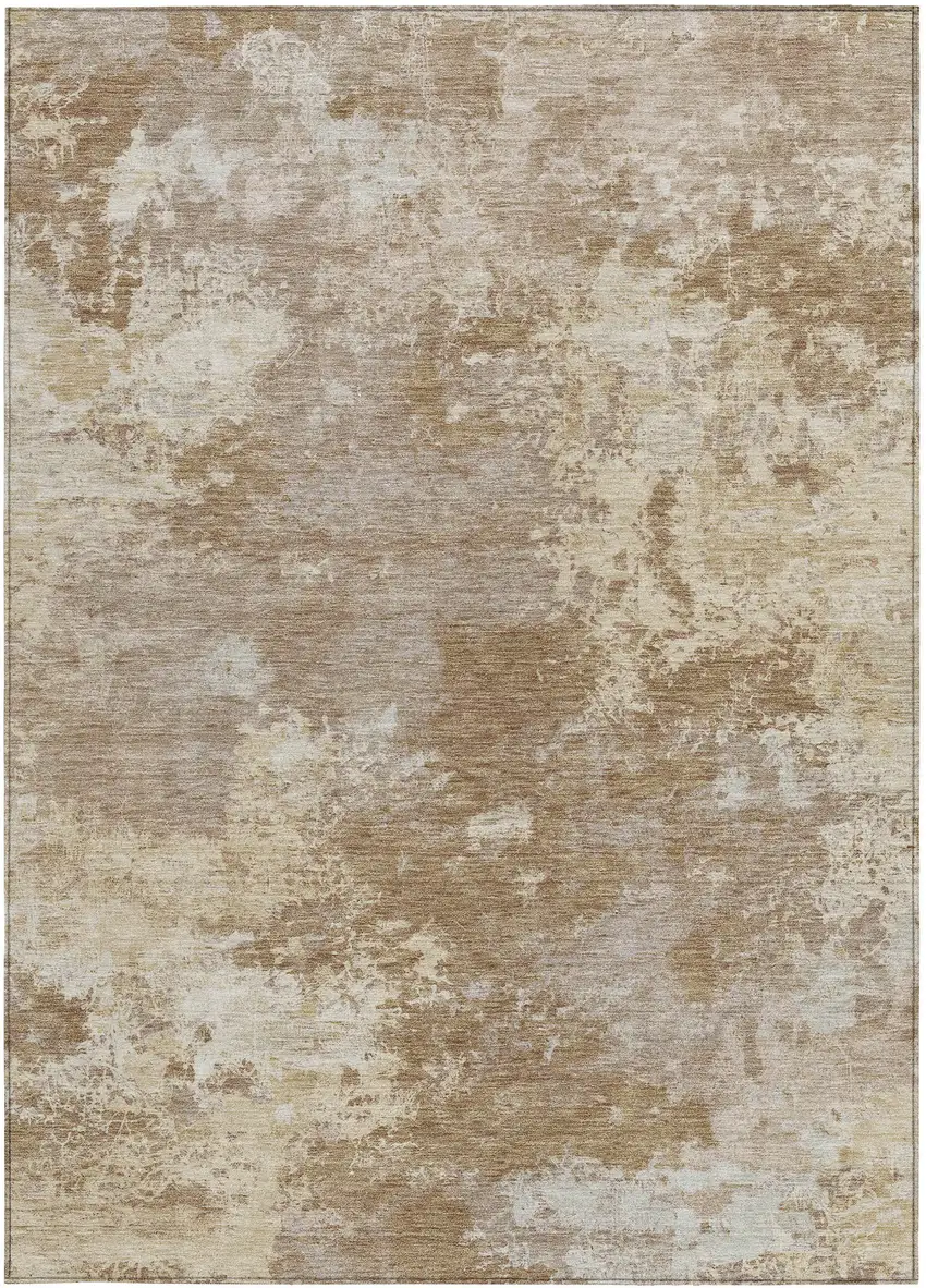 Brown And Beige Abstract Washable Indoor Outdoor Area Rug Photo 3