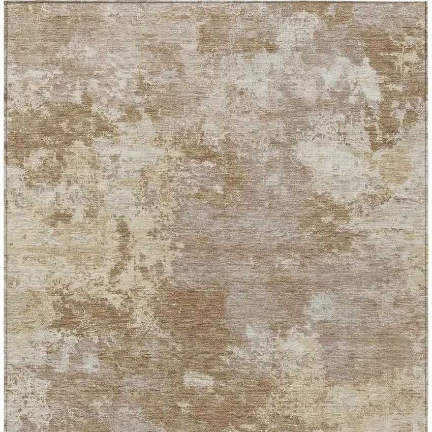 Brown And Beige Abstract Washable Indoor Outdoor Area Rug Photo 3