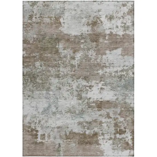 Brown And Beige Abstract Washable Indoor Outdoor Area Rug Photo 3