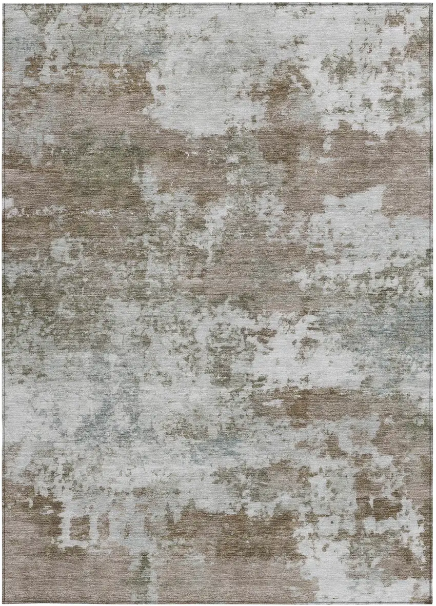 Brown And Beige Abstract Washable Indoor Outdoor Area Rug Photo 3