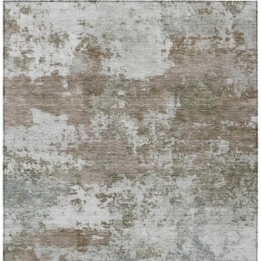 Brown And Beige Abstract Washable Indoor Outdoor Area Rug Photo 3