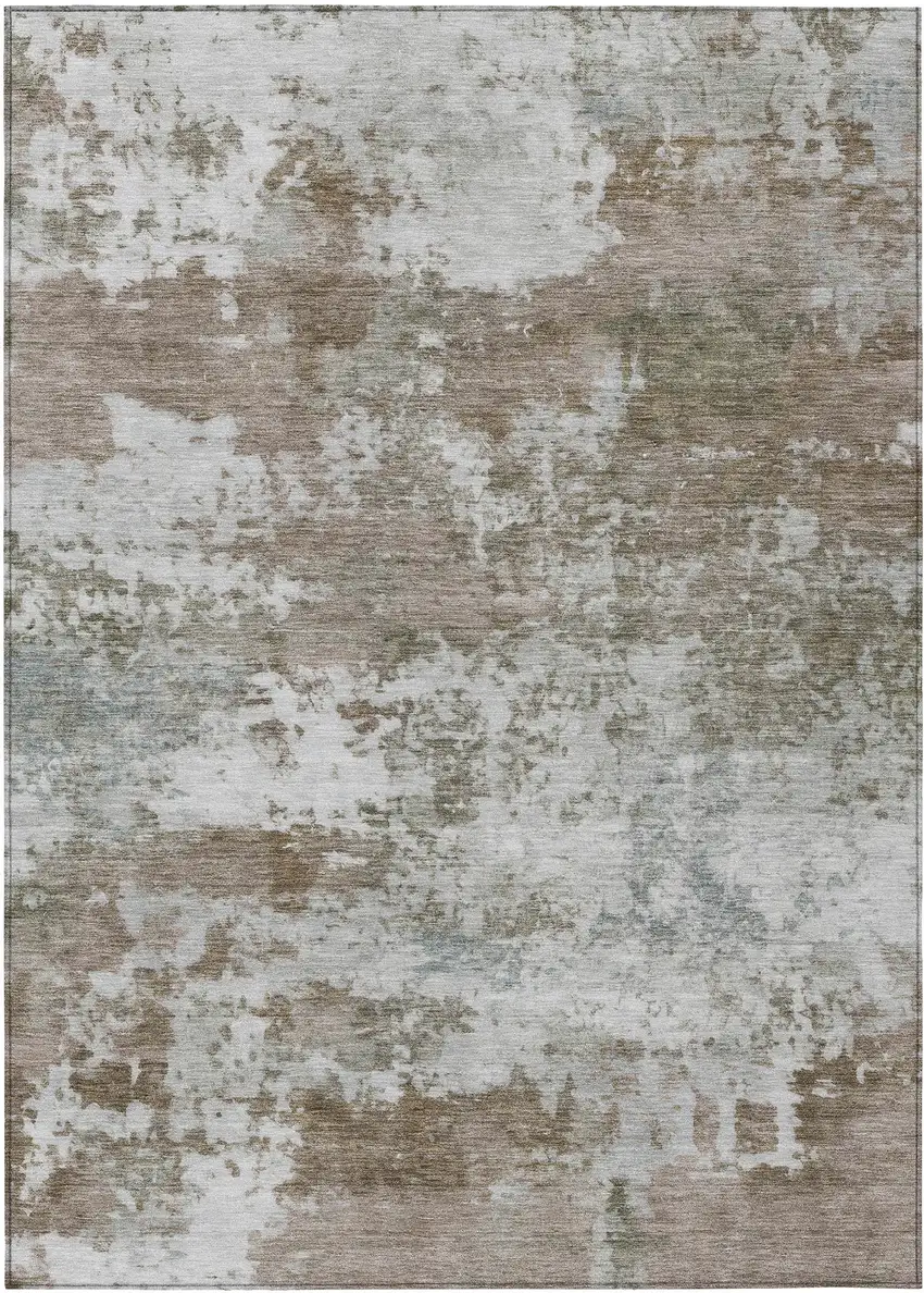 Brown And Beige Abstract Washable Indoor Outdoor Area Rug Photo 1