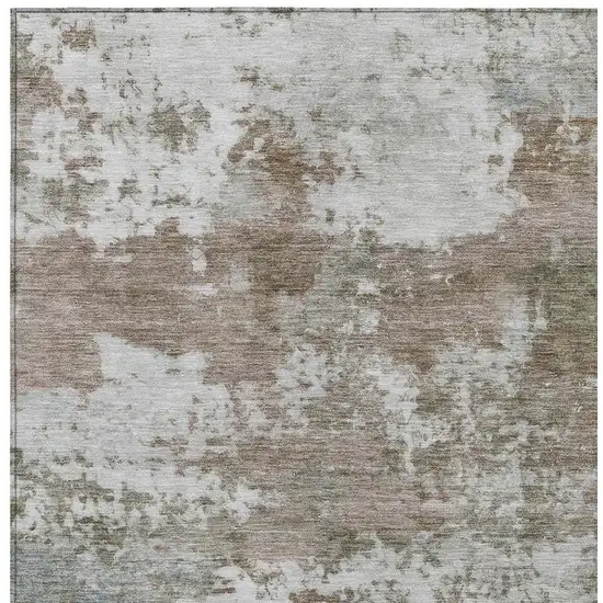 Brown And Beige Abstract Washable Indoor Outdoor Area Rug Photo 2