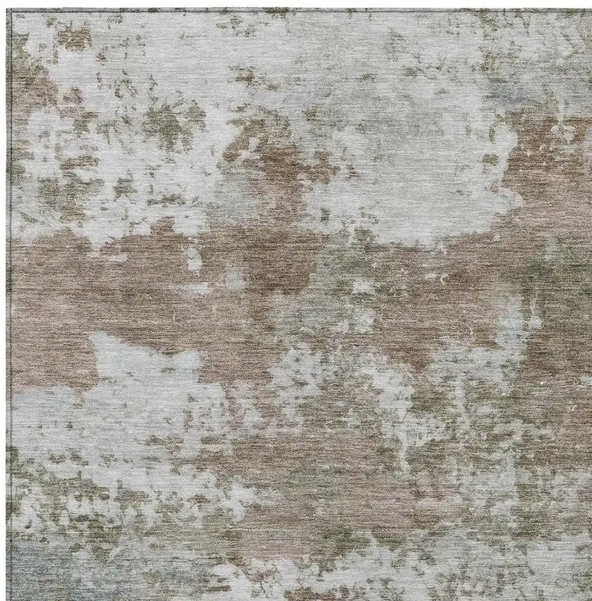 Brown And Beige Abstract Washable Indoor Outdoor Area Rug Photo 2