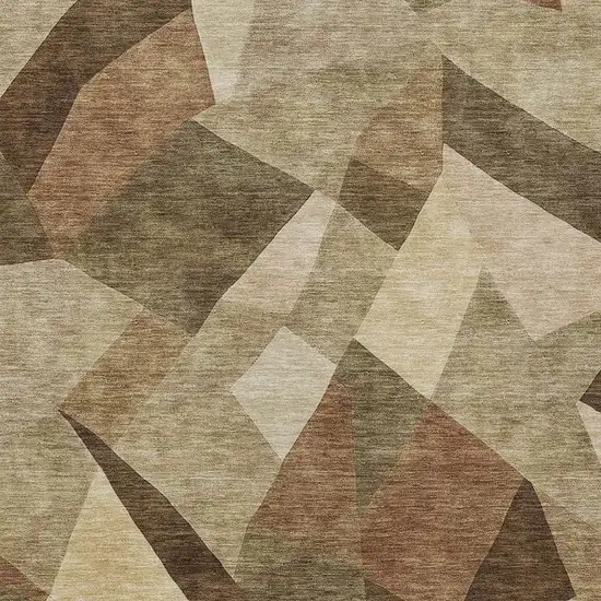 Brown And Beige Abstract Washable Indoor Outdoor Area Rug Photo 2