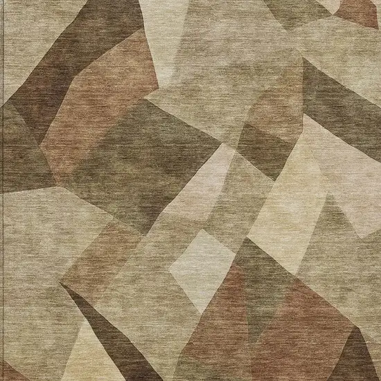 Brown And Beige Abstract Washable Indoor Outdoor Area Rug Photo 2