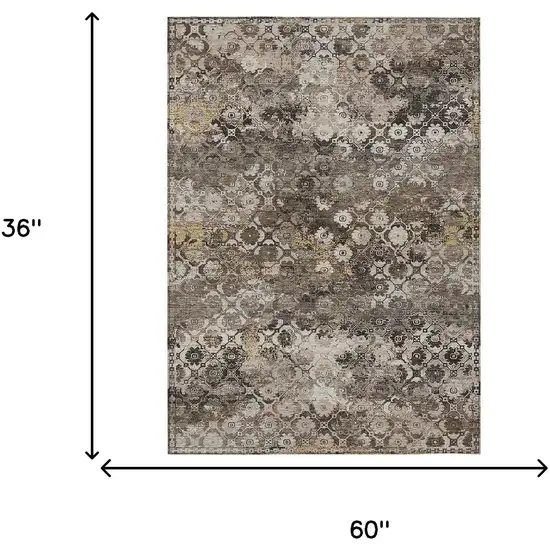 Brown And Beige Abstract Washable Indoor Outdoor Area Rug Photo 5