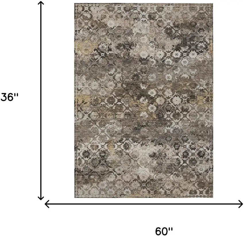 Brown And Beige Abstract Washable Indoor Outdoor Area Rug Photo 5