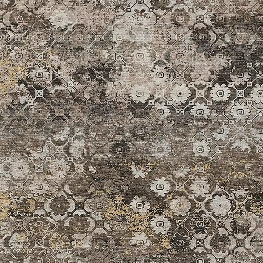 Brown And Beige Abstract Washable Indoor Outdoor Area Rug Photo 2