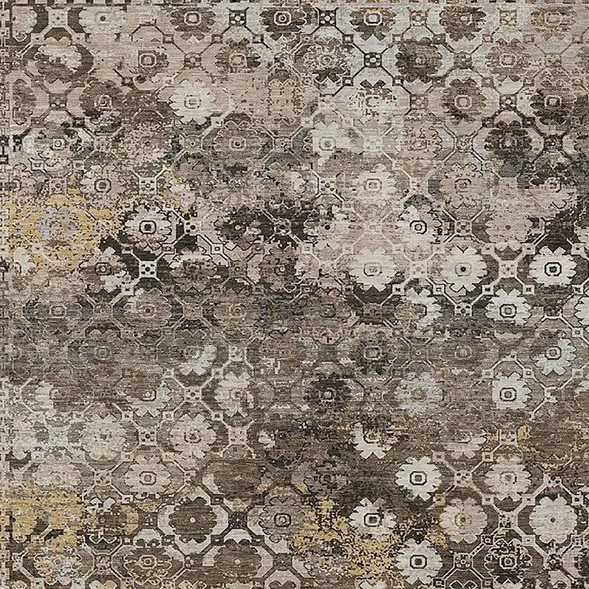 Brown And Beige Abstract Washable Indoor Outdoor Area Rug Photo 2