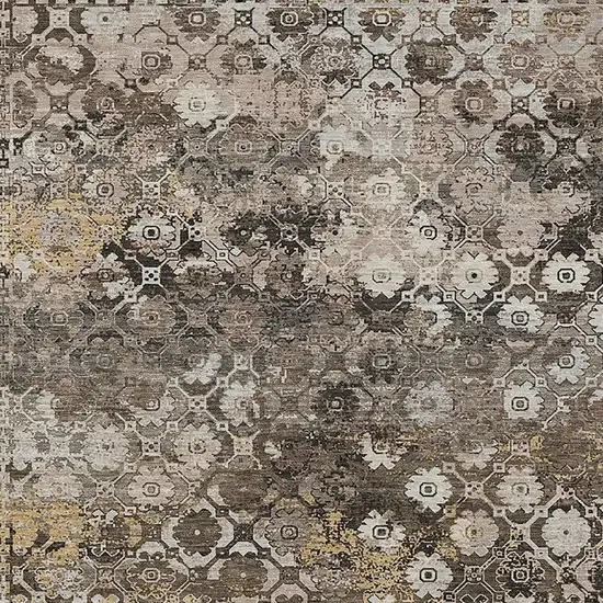 Brown And Beige Abstract Washable Indoor Outdoor Area Rug Photo 2