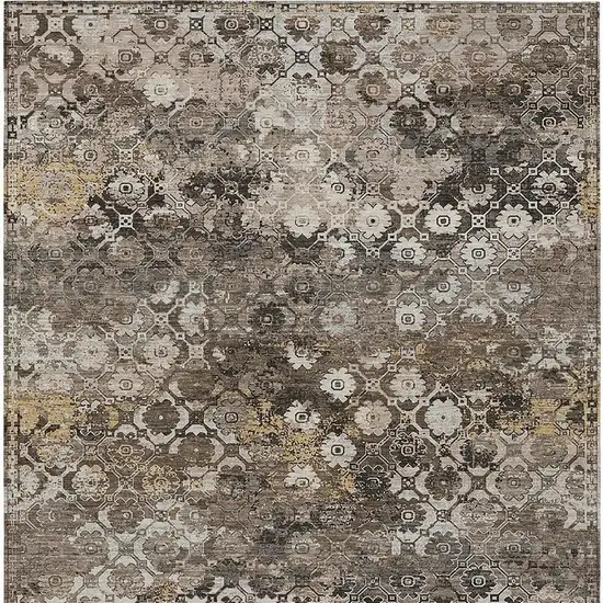 Brown And Beige Abstract Washable Indoor Outdoor Area Rug Photo 3