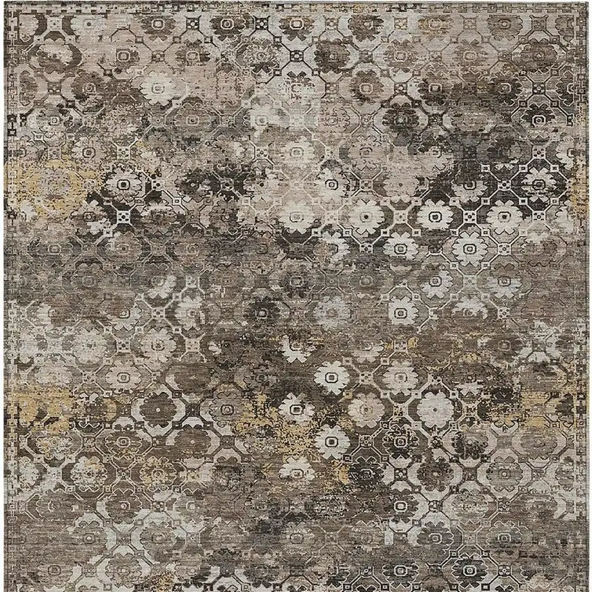 Brown And Beige Abstract Washable Indoor Outdoor Area Rug Photo 3