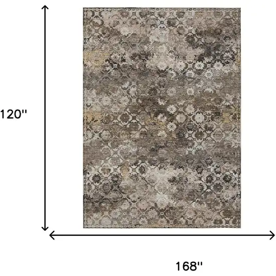 Brown And Beige Abstract Washable Indoor Outdoor Area Rug Photo 5