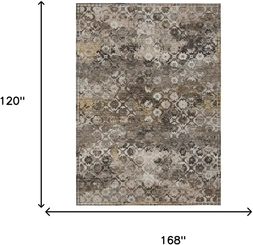 Brown And Beige Abstract Washable Indoor Outdoor Area Rug Photo 5