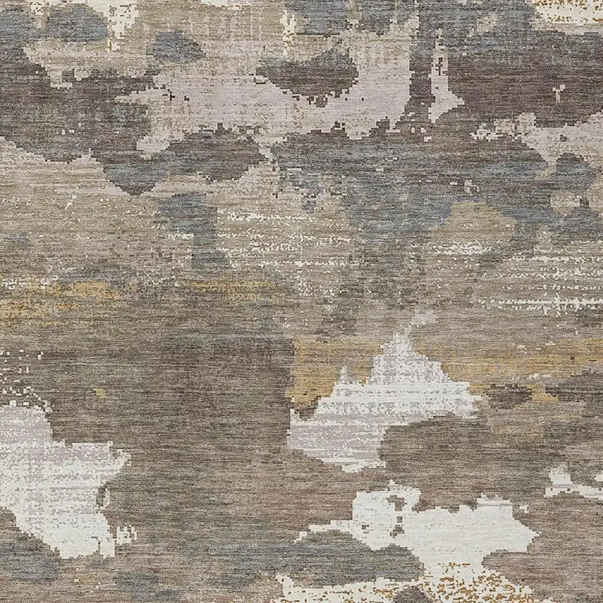 Brown And Beige Abstract Washable Indoor Outdoor Area Rug Photo 2