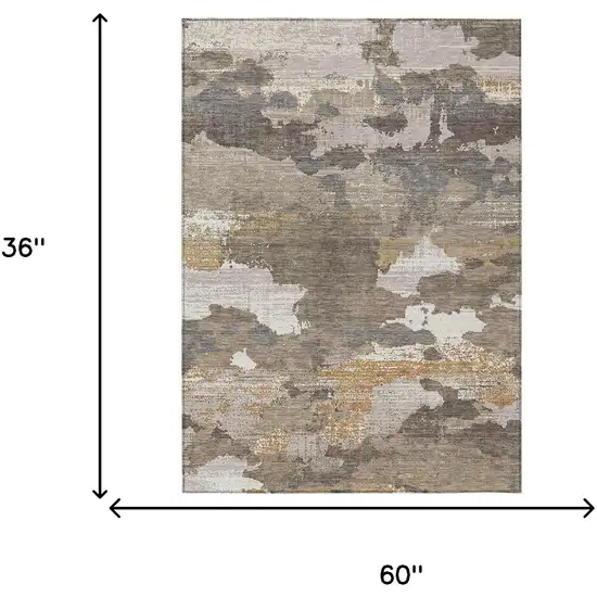 Brown And Beige Abstract Washable Indoor Outdoor Area Rug Photo 6