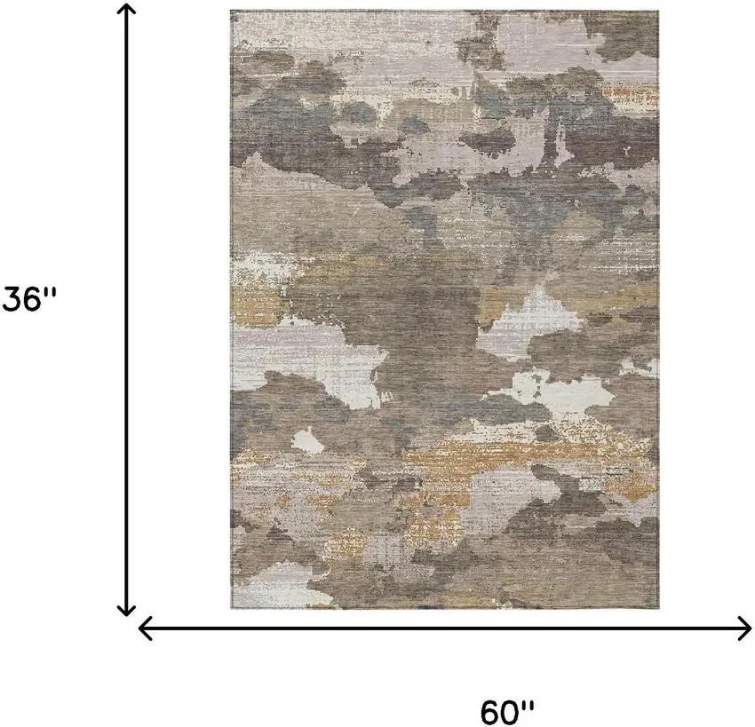 Brown And Beige Abstract Washable Indoor Outdoor Area Rug Photo 6