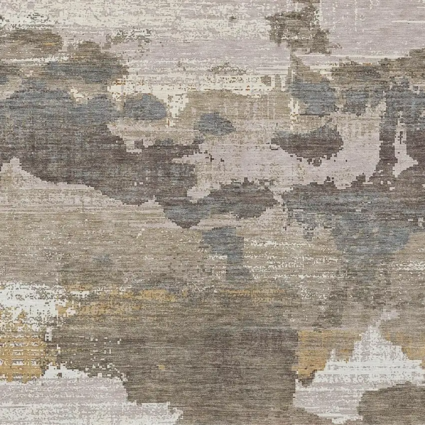 Brown And Beige Abstract Washable Indoor Outdoor Area Rug Photo 2