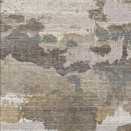 Brown And Beige Abstract Washable Indoor Outdoor Area Rug Photo 2