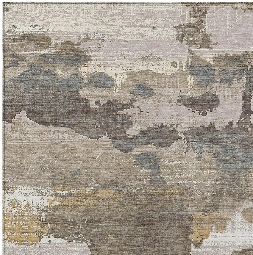 Brown And Beige Abstract Washable Indoor Outdoor Area Rug Photo 2