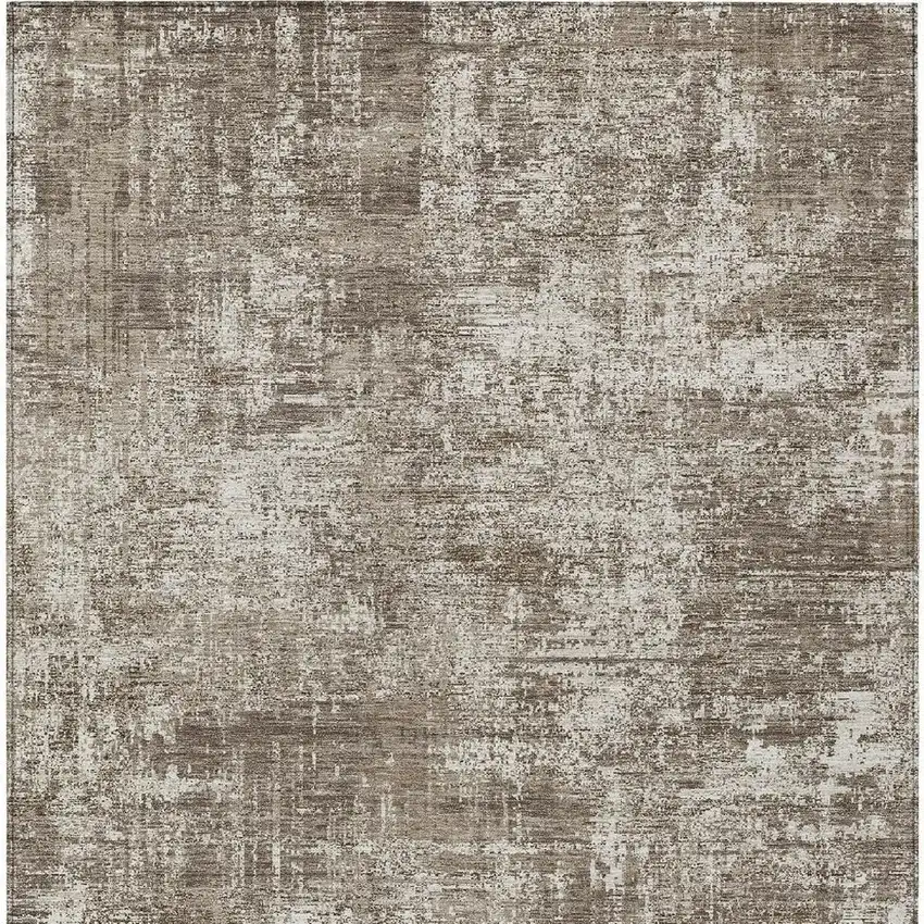 Brown And Beige Abstract Washable Indoor Outdoor Area Rug Photo 6